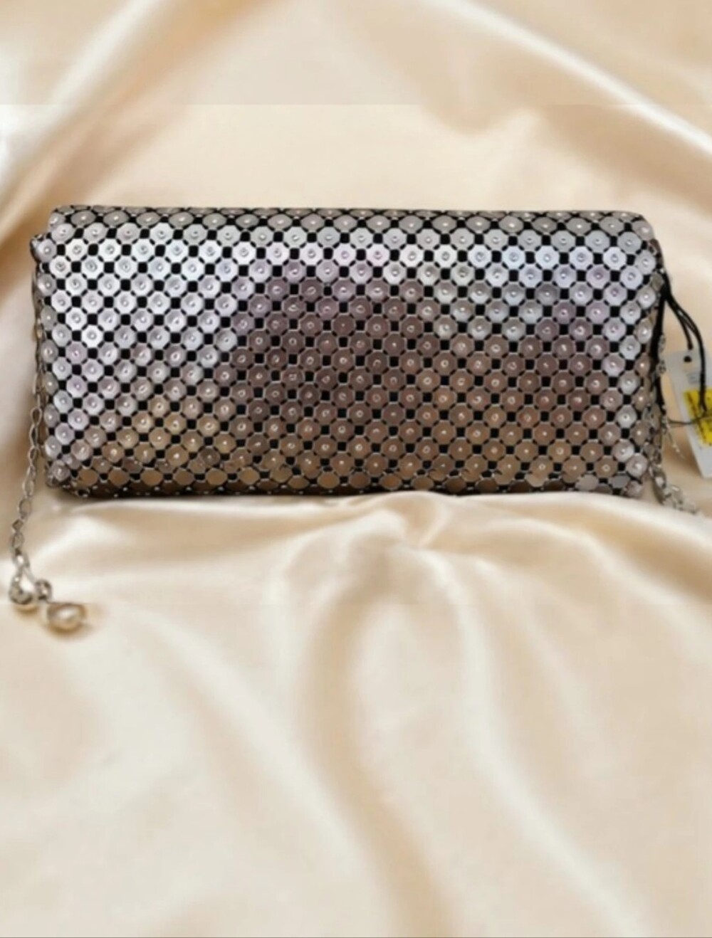 Kate Landry Bronze Chainmail Metal Mesh Rhinestone Evening Bag NWT